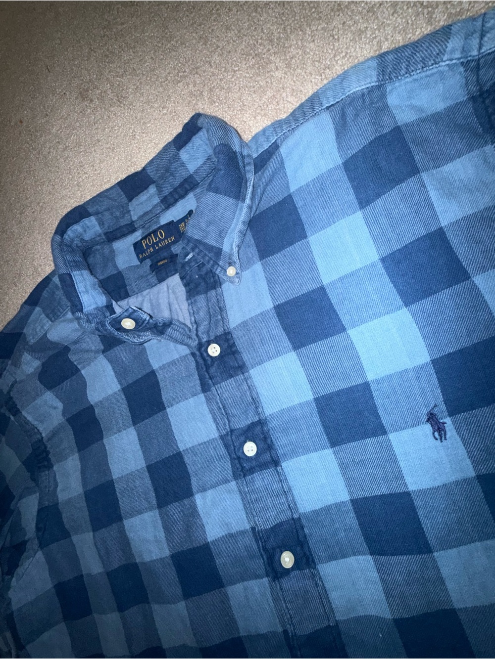 Polo Ralph Lauren Plaid Double-Faced Shirt Indigo Big & Tall 2XB